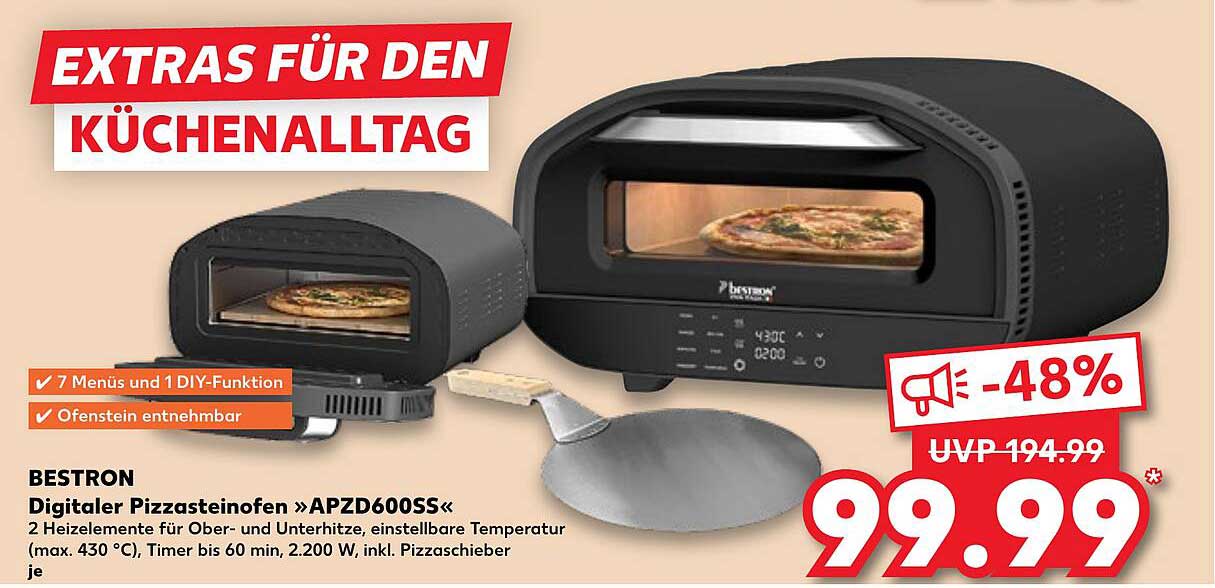 BESTRON Digitaler Pizzasteinofen »APZD600SS«
