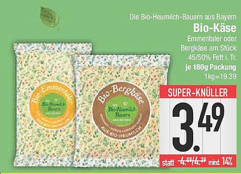 Bio-Käse Emmentaler oder Bergkäse am Stück