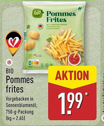 BIO Pommes frites 750-g-Packung