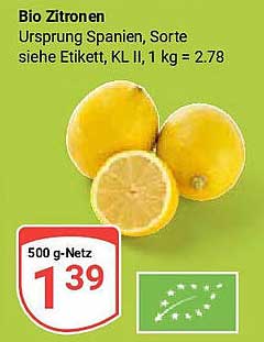 Bio Zitronen 500 g - Frische aus Spanien