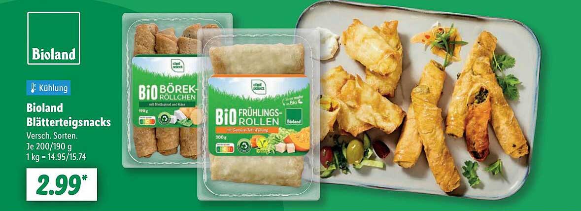 Bioland Blätterteigsnacks - Börek und Frühlingsrollen
