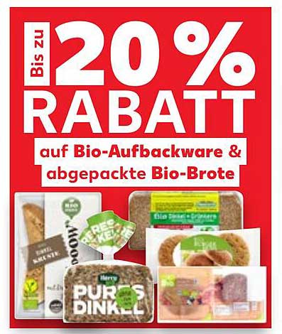 Bis zu 20 % Rabatt auf Bio-Aufbackware & abgepackte Bio-Brote