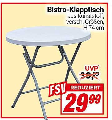 Bistro-Klapptisch aus Kunststoff, versch. Größen, H 74 cm
