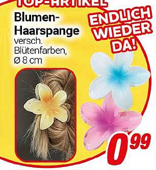 Blumen-Haarspange, verschiedene Blütenfarben, Ø 8 cm