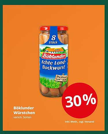 Böklinger Würstchen - Echte Land-Bockwurst, 8 Stück