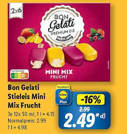 Bon Gelati Stieleis Mini Mix Frucht