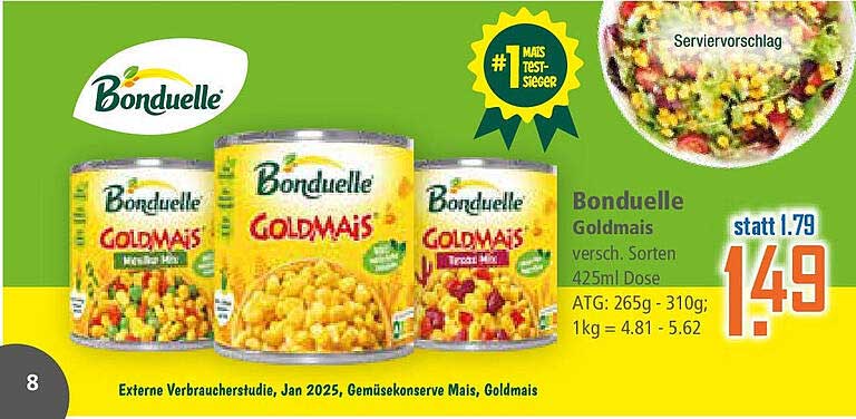 Bonduelle Goldmais 425ml Dose – Verschiedene Sorten