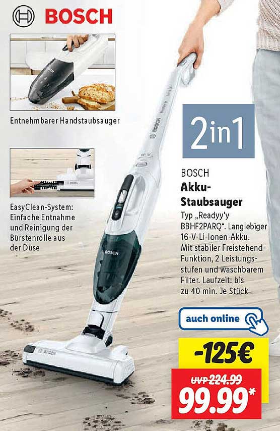 BOSCH Akku-Staubsauger Typ „Ready'y” BBHF2PARQ