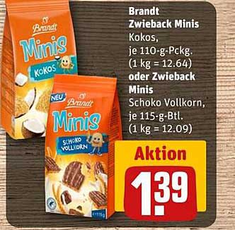 Brandt Zwieback Minis - Kokos oder Schoko Vollkorn