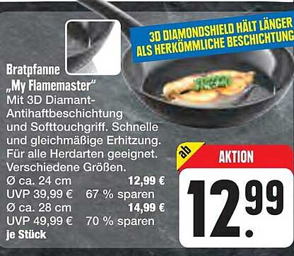 Bratpfanne „My Flamemaster“ mit 3D Diamant-Antihaftbeschichtung