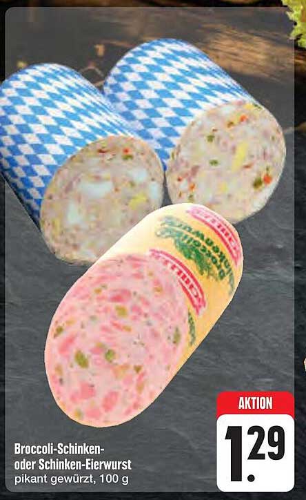 Broccoli-Schinken- oder Schinken-Ei-Wurst, pikant gewürzt, 100 g