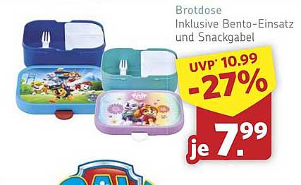 Brotdose inklusive Bento-Einsatz und Snackgabel