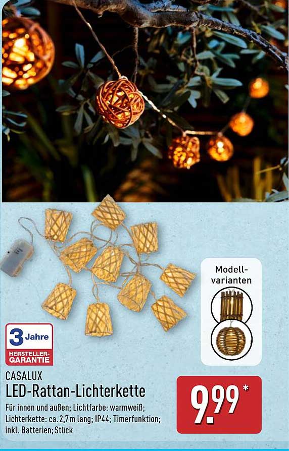 CASALUX LED-Rattan-Lichterkette