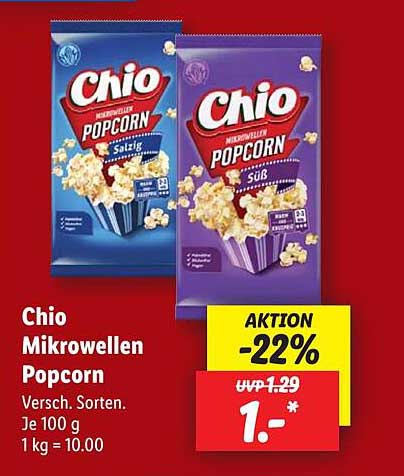 Chio Mikrowellen Popcorn - Verschiedene Sorten