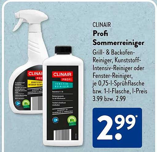 CLINAIR Profi Sommerreiniger - Grill- & Backofen-Reiniger, Kunststoff-Intensiv-Reiniger oder Fenster-Reiniger