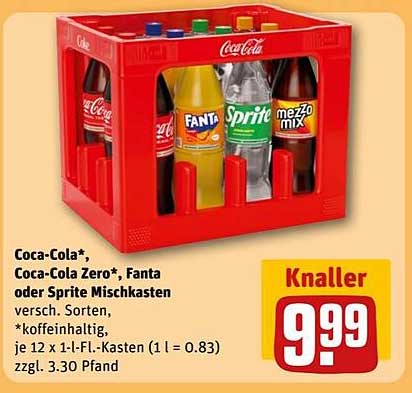 Coca-Cola*, Coca-Cola Zero*, Fanta oder Sprite Mischkasten