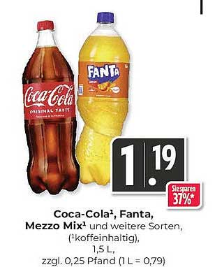 Coca-Cola, Fanta, Mezzo Mix und weitere Sorten, 1,5 L