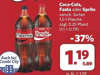 Coca-Cola, Fanta oder Sprite, 1,5-Liter-Flasche