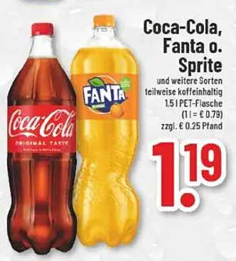 Coca-Cola, Fanta oder Sprite 1,5l PET-Flasche