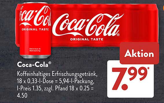 Coca-Cola Original 18 x 0,33 l Dose