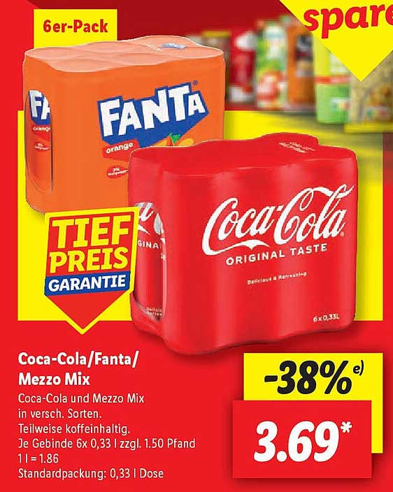 Coca-Cola/Fanta/Mezzo Mix 6er-Pack