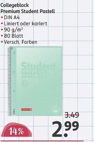 Collegeblock Premium Student Pastell DIN A4