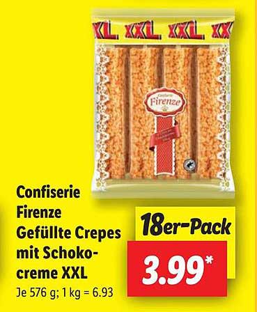 Confiserie Firenze Gefüllte Crepes mit Schokocreme XXL 18er-Pack