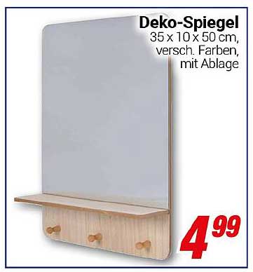 Deko-Spiegel 35 x 10 x 50 cm, versch. Farben, mit Ablage