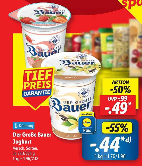 Der Große Bauer Joghurt, verschiedene Sorten, je 250/225 g