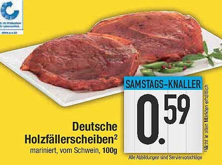 Deutsche Holzfällerscheiben marinert, vom Schwein, 100g