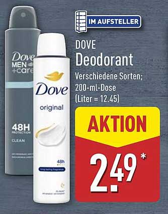 DOVE Deodorant verschiedene Sorten; 200-ml-Dose (Liter = 12,45)