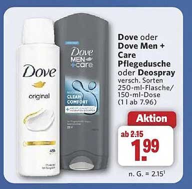 Dove oder Dove Men + Care Pflegedusche oder Deospray - Verschiedene Sorten