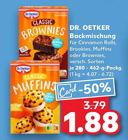 DR. OETKER Backmischung für Cinnamon Rolls, Brookies, Muffins oder Brownies, versch. Sorten