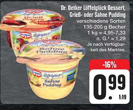 Dr. Oetker Löffelglück Dessert, Grieß- oder Sahne Pudding 135-200 g Becher