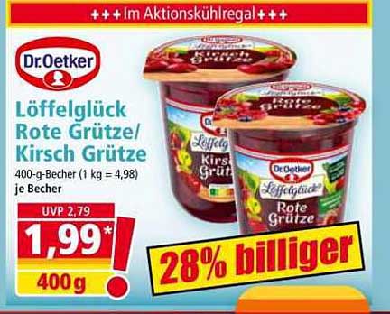 Dr. Oetker Löffelglück Rote Grütze/Kirsch Grütze 400 g