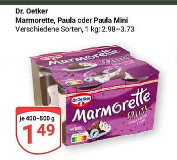 Dr. Oetker Marmorette, Paula oder Paula Mini - Verschiedene Sorten, 400-500 g