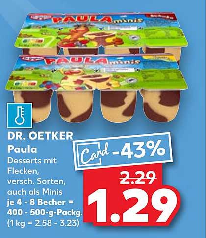 Dr. Oetker Paula Desserts mit Flecken, verschiedene Sorten