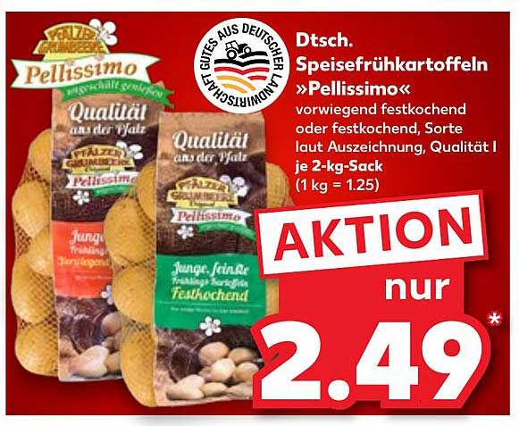Dt. Speisefrühkartoffeln »Pellissimo« 2-kg-Sack