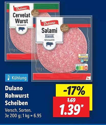 Dulano Rohwurst Scheiben - Cervelat Wurst und Salami