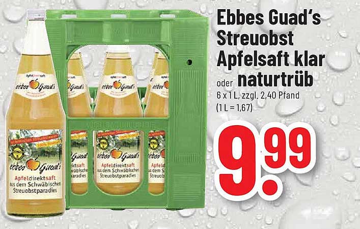 Ebbes Guad's Streuobst Apfelsaft klar naturtrüb