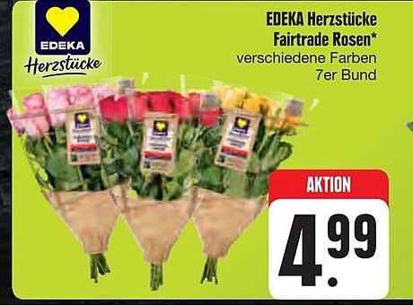 EDEKA Herzstücke Fairtrade Rosen – 7er Bund in verschiedenen Farben