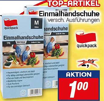Einmalhandschuhe M blau, 200 Stück - quickpack