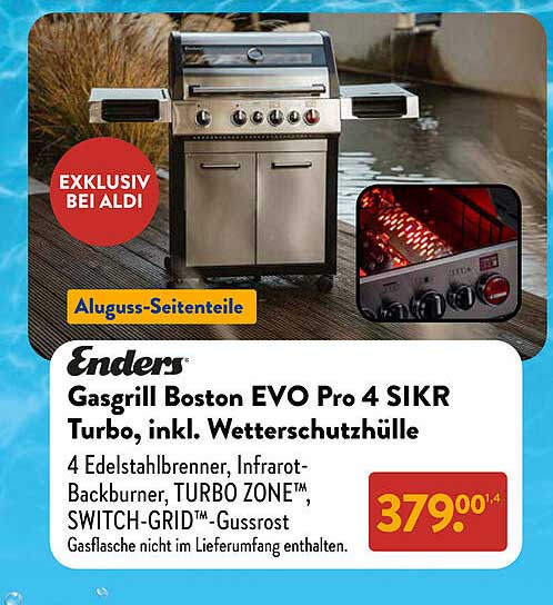 Enders Gasgrill Boston EVO Pro 4 SIKR Turbo, inkl. Wetterschutzhülle