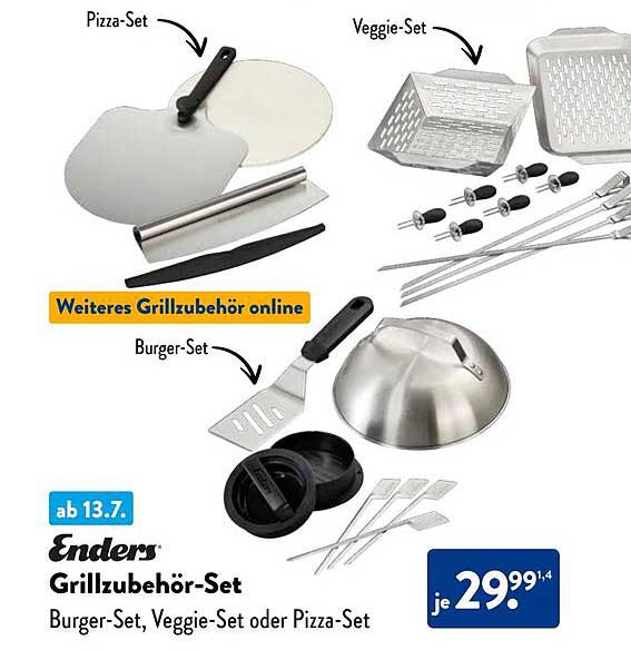 Enders Grillzubehör-Set - Burger-Set, Veggie-Set oder Pizza-Set