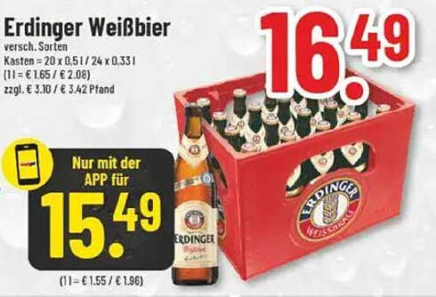 Erdinger Weißbier im Kasten - verschiedene Sorten