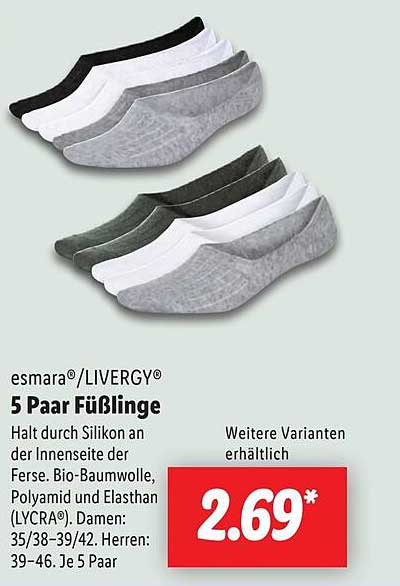 esmarapro®/LIVERGY® 5 Paar Füßlinge