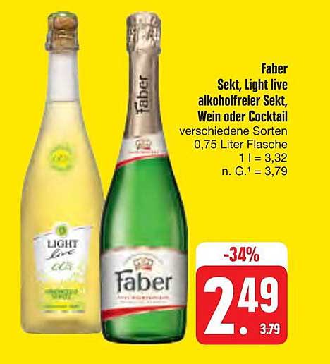 Faber Sekt, Light live alkoholfreier Sekt, Wein oder Cocktail