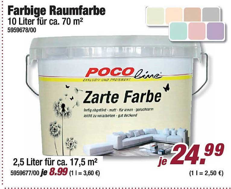 Farbige Raumfarbe 10 Liter für ca. 70 m²