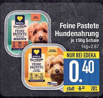 Feine Pastete Hundenahrung je 150g Schale