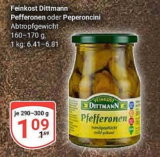 Feinkost Dittmann Pfefferonen oder Peperoncini 290–300 g